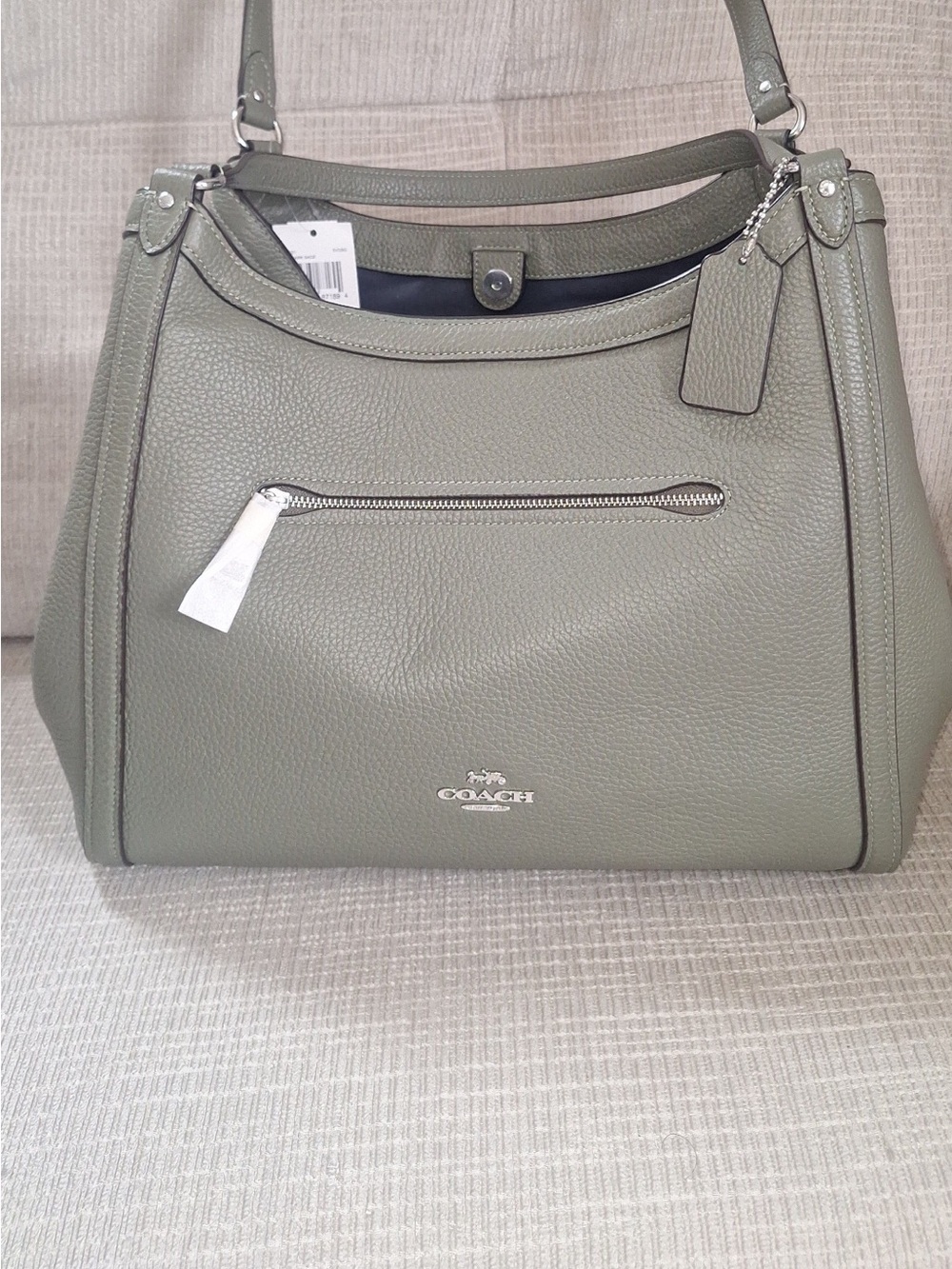 Coach Pebbled Leather Shoulder Bag in Sage Green